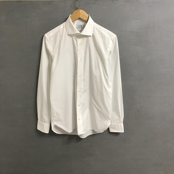 Men Boggi Milano Shirt White Cotton 38 / M / 46 #1UPI