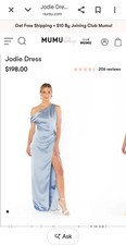 Show Me Your Mumu Jodie Dress Womens Medium Steel Blue Luxe Satin Off-Shoulder