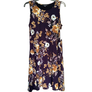 NWT M Women's Karen Kane Purple Floral Chloe Trapeze Swing Dress NEW