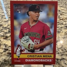 2025 Topps Heritage Red Border Parallel Cristian Mena 134 RC Diamondbacks + Base