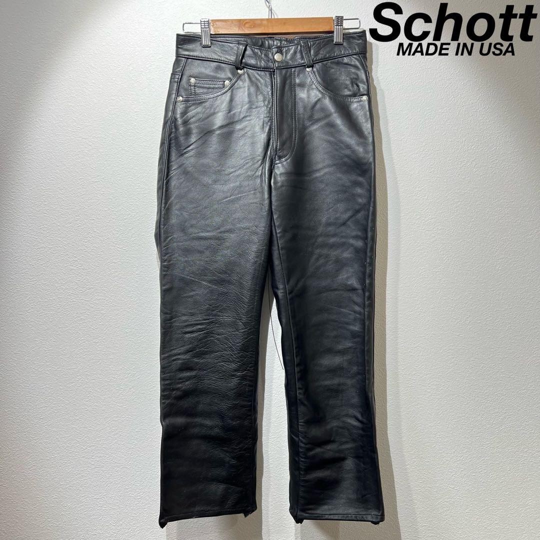 最終値下げschott 600 leather straight pants Schott 600 Straight Leather Pants Biker Riders USA 28 Riders