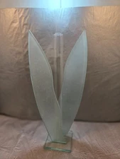 Frosted Clear Glass Flower Petal Vase Elegant Art Home Decor Beautiful Accent