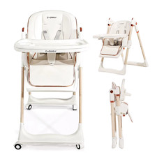 Foldable Baby Feeding Chair, Multi-Functional Children'S High Chair, Wheeled Tab