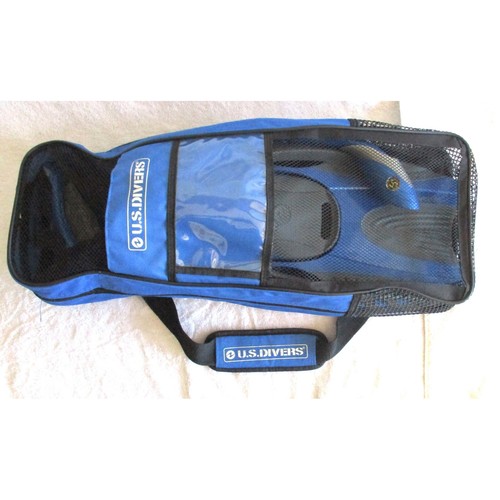 US Divers Snorkel Set Dark Blue L/XL Fins Tempered Mask Dry Top Snorkel with Bag - Picture 8 of 9
