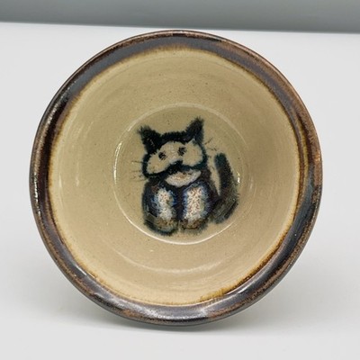 Janet Resnik CAT Signed STUDIO ART POTTERY Small Bowl DIPPING SAUCE Sugar Salt