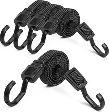Verstellbarer Spanngummi mit Haken 4er Set, 100 cm Flach Gepäckspanner Schwarz G