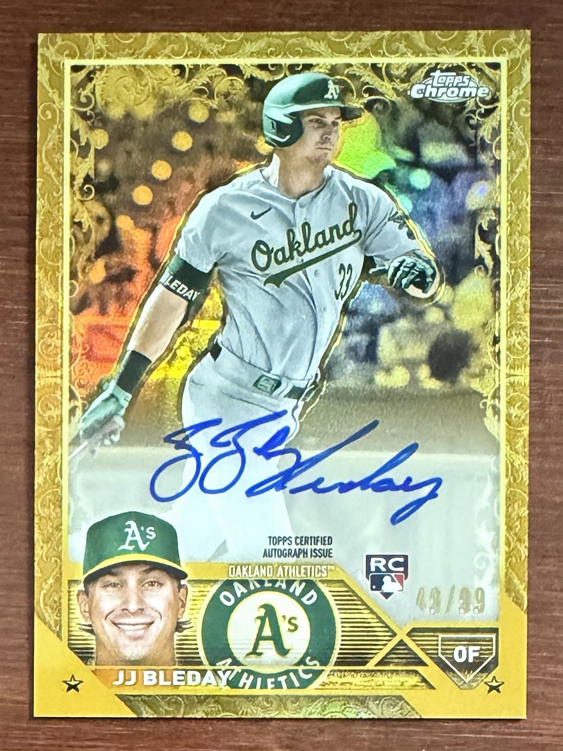JJ Bleday 2023 Topps Chrome Gilded Collection Auto Refractor /99 #CGA-JB RC Reds view 1