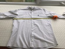 Men’s Next Size L White Patterned Long Sleeve Button Shirt VGC Read Desc