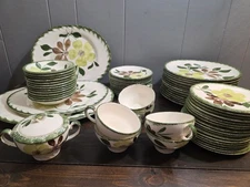 BLUE RIDGE SOUTHERN POTTERY Green Briar 4042 Vintage Dinnerware Set Lot 65 Piece