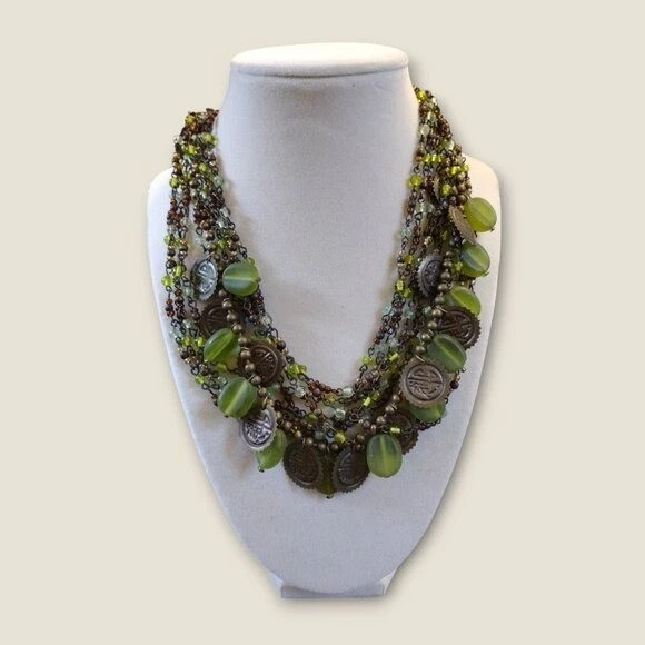 Rare Chicos Multi-Strand Beaded Necklace With Coin & Sea Glass Accents - Image 4 of 4