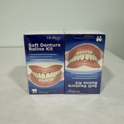 2 pack Soft Denture Silicone Reline Kit - False Teeth, Enhanced Comfort, exp3/28