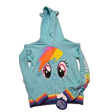 My Little Pony Rainbow Dash Girls Zip Remove Wing Hoodie Jacket Size 14 Blue NWT