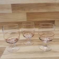 Set of 3 Short Stem Purple Swirl Water /Wine Goblets Glasses - 14cm tall - 480ml