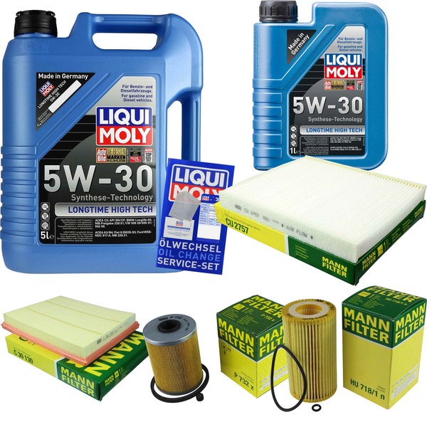 Mann Inspektionspaket 6L Liqui Moly Longtime 5W-30 FüR Opel Zafira A 2.0 Dti 16V-image