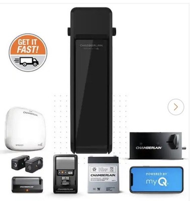 Chamberlain RJ0101 Ultra-Quiet Wall Mounted Battery Backup Garage Opener NEW