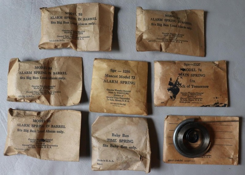 Lot of 8 Antique NOS Clock Main and Alarm Springs Westclox 4 Parts
