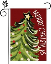 Merry Christmas Garden Flag Xmas Tree Yard Flag 12x18 Inch Double Sided,Outside