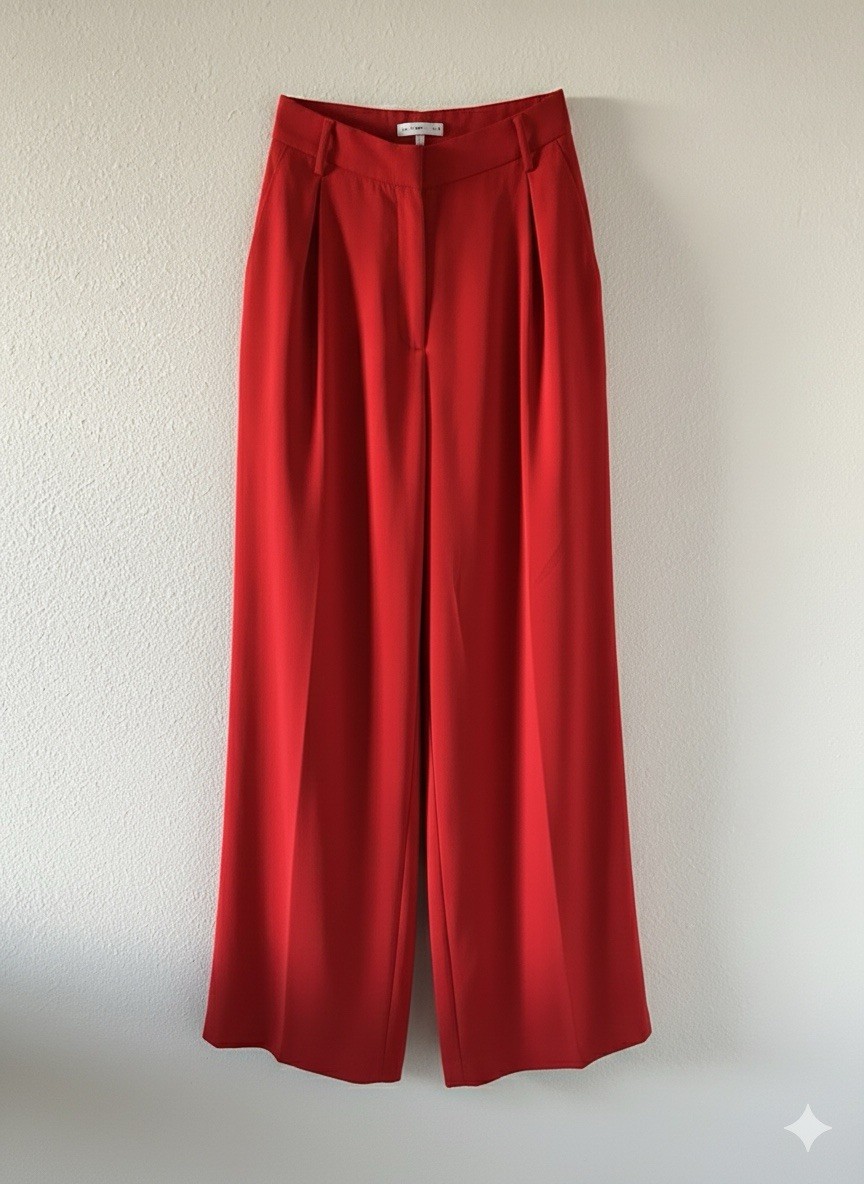 Tronjori Wide Leg RED PANTS Pleated Flowy Preppy  Palazzo  Size XXL TROUSERS