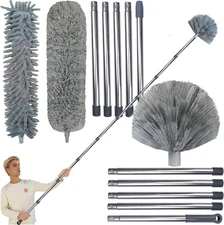 20+ Feet High Reach Duster Kit with 3-14 Ft Extension Pole for Cleaning Fan, Spi