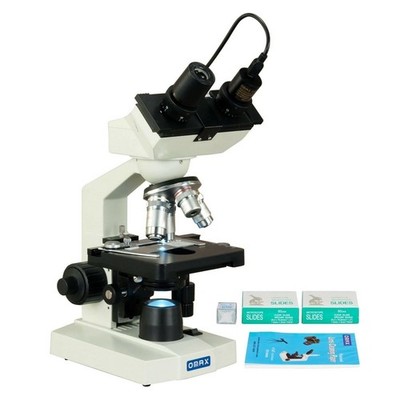 OMAX 40-2500X LED Digital Binocular Compound Microscope USB Camera + Blank Sl...