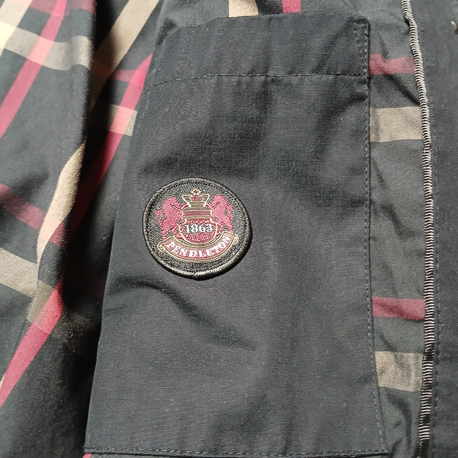 Pendleton Jacket Overcoat Zip Up Buttons Mens Bla… - image 4