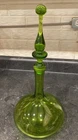 Blenko 6516 Olive Green Glass VTG Decanter with Finial Stopper~Joel Myers~MCM