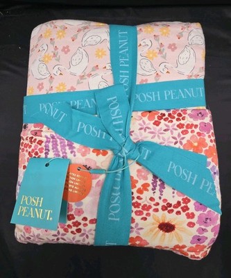 Posh Peanut Light Pastel Pink Patoo Blanket Swan Goose Flowers BRAND NEW 