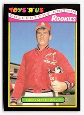 1987 Topps Toys R' Us Rookies #20 Greg Mathews RC Rookie Card. rookie card picture