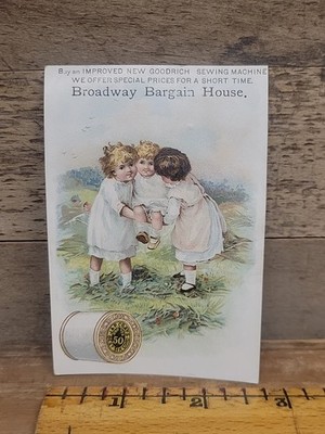 Antique Advertising J & P Coats Threads Trade Card Broadway Bargain House NYC