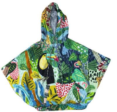 Anthropologie Bl^nk Blank London Toucan Hooded Pullover Boho AOP Womens Small