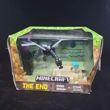 New Minecraft THE END Ender Dragon vs Steve Figure Mojang By Mattel 2015 Dmg Box