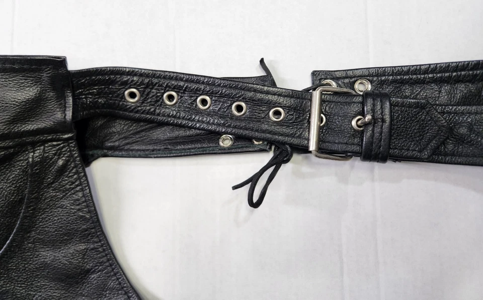 VINTAGE Mens Motorcycle Biker Vest and Chaps Leather Patches Eagle POW*MIA USA - Image 3 of 4