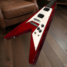 Fly-V Electric Guitar Transparent Red Color Mahogany Body ABR-1 Bridge