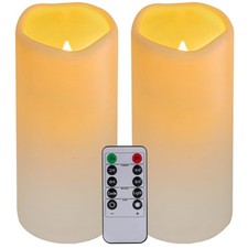 LED Candles With 10-Key Remote Timer Flickering Flameless Outdoor Indoor 2 Pack