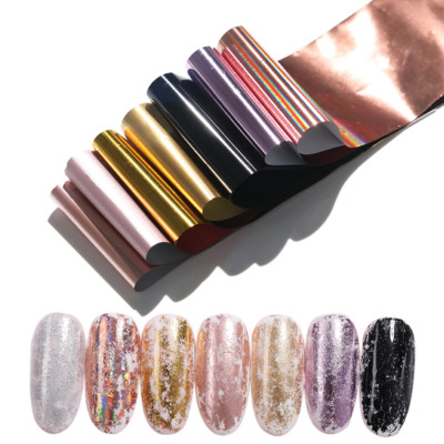 7 Colors/Kit Holographic Nail Foils Rose Gold Champagne Nail Transfer Stickers