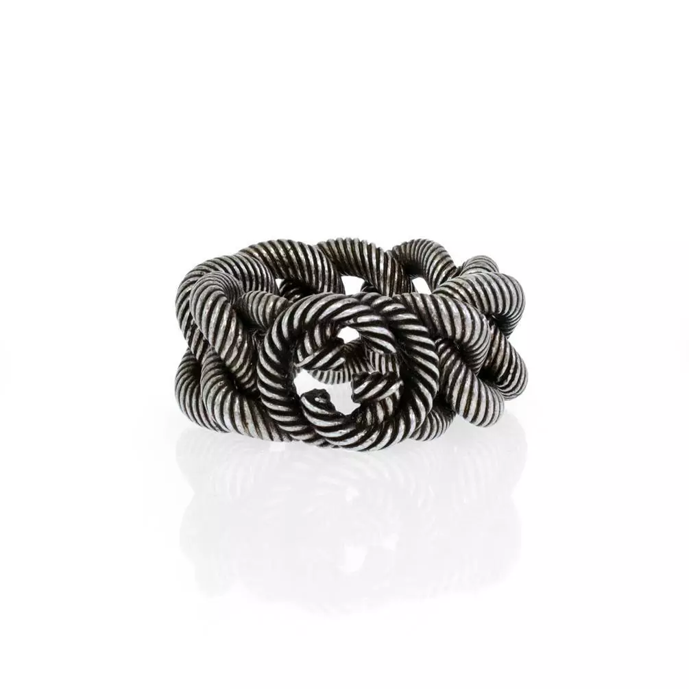 Bague maillons chaîne entrelacée avec logo Gucci en argent sterling 15 mm taille 9,5