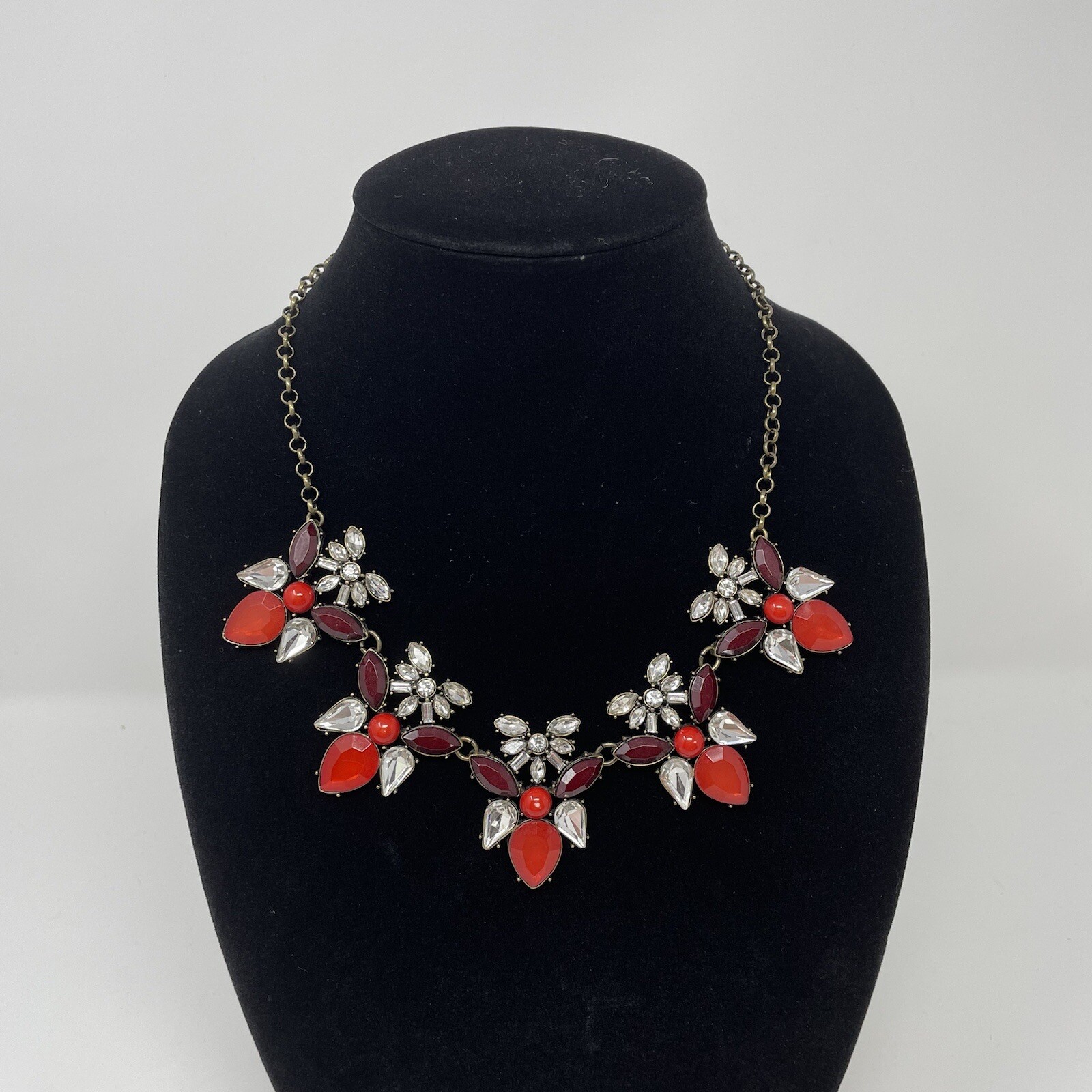 TALBOTS Red Clear Rhinestone Crystal Acrylic Bead… - image 2