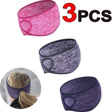 3PCS Womens Ponytail Headband Fleece Ear Warmer Earmuffs Cover for Running Sking