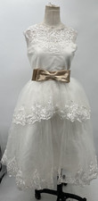 JJ's House Floor Length High Neck Sleeveless Tulle Ivory Dress W/ Bow Custom Sz
