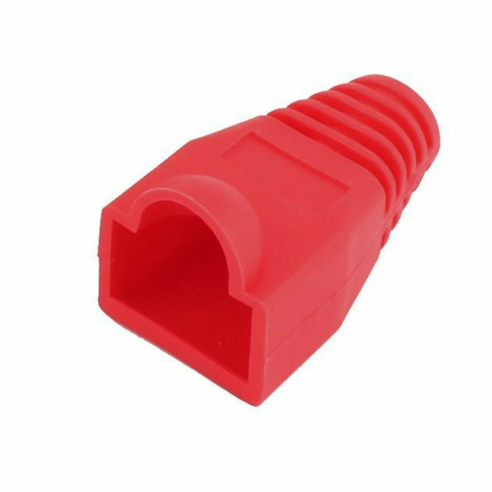 100 pcs Cat5e/Cat6/RJ45 Ethernet Cable Connector Strain Relief Boots Red - Image 3 of 4