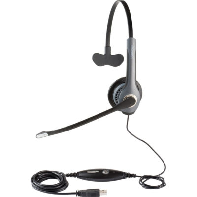 Jabra GN2000 Mono USB Wired Headset w/Noise-Canceling Boom Microphone (Black)