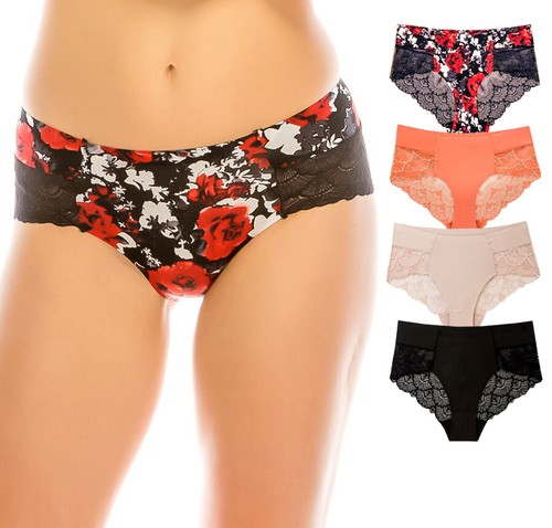 B2Body Women's Elastic Waist Beautiful Lace Panties Underwear Pack Of Four 0906 - Bild 1 von 5