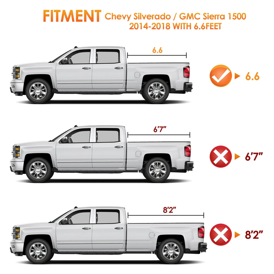 Nilight 6.6ft Truck Bed Cover for Chevy Silverado 1500/GMC Sierra1500 2014-2018 Foto 3 de 4