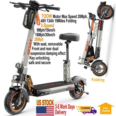 Adult Fold Electric Scooter 900W Motors Speed 28MPH Safe Urban Commuter eScooter