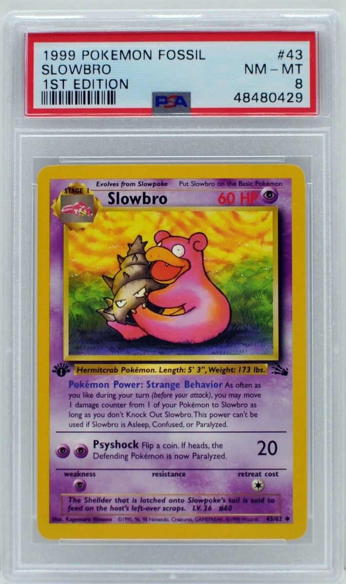 Pokemon 1st Edition Slowbro 43/62 Fossil PSA 8 NM/Mint | eBay