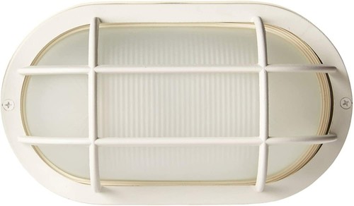 Designers Fountain 2071-WH White 1-Light 5" x 8 1/2" Oval Bulkhead With Guard - Picture 3 of 4