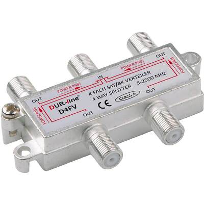 DUR-line D4FV BK Sat Verteiler 4-fach Rückkanal Erdungsklemme tauglich Splitter