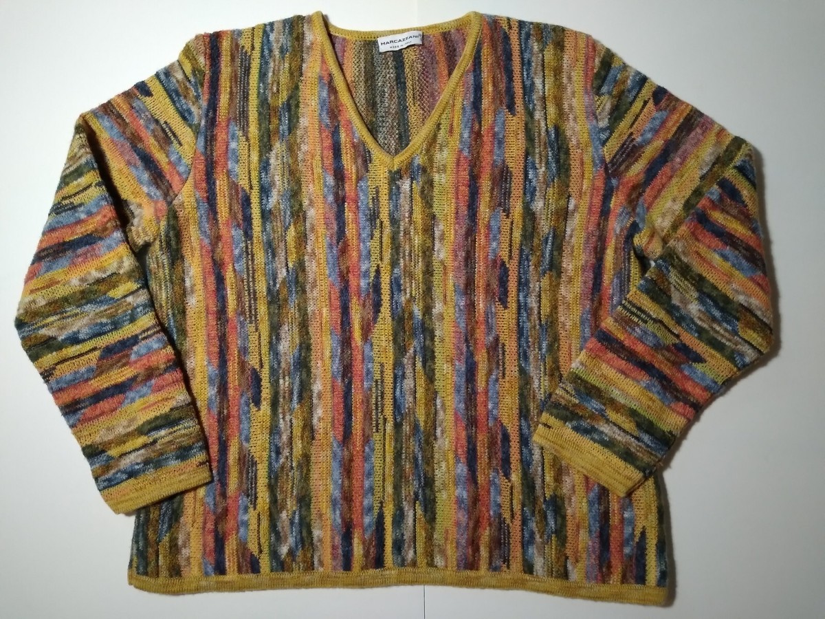 Vintage MARCAZZANI Italian Sweater Large Colorful Soft Wool
