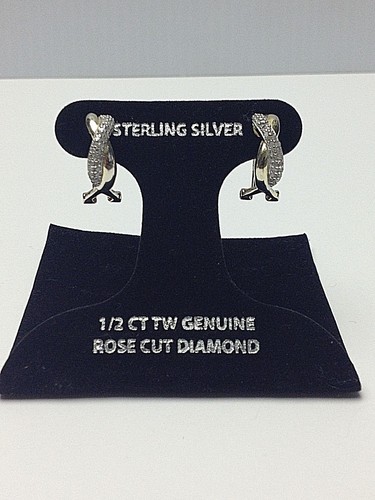 1/2 CT DIAMOND 18K GOLD 925 STERLING SILVER VICTORIA TOWNSEND TWIST EARRINGS new - Picture 5 of 7