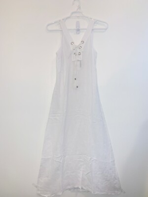 Laura Gotti / Made in Italy / White Long PURE LINEN DRESS | eBay